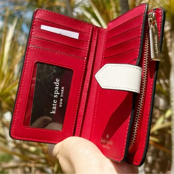 Kate Spade Ladybugs Printed Cream Multi Medium Compact Bifold Wallet - Picture 3 of 4